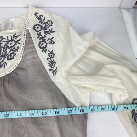 Sundance Large Silk Floral Embroidered Long Sleeve Lined Boho Peasant Blouse - Picture 10 of 11